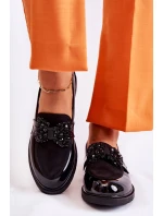 Dámské kalhoty lakované s mašlí Černý model 21593079 - S.Barski