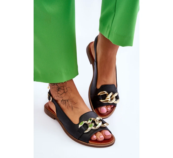 Dámské kožené sandály Lewski Boty Black model 21615988 - Boto