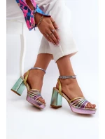 Dámské sandály na podpatku D&A CR920 Multikolor