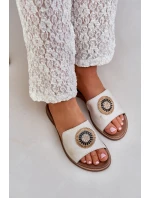 Kožené Pantofle S Dekorací Na Plochém Podpatku Zlato Lewski model 21682248 - Boto Kožené Pantofle S Dekorací Na Plochém Podpatku Zlato Lewski model 21682248 - Boto