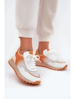 Kožené Sportovní Boty S Dámské  Oranžové model 21691274 - VINCEZA