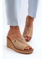 Dámské pantofle na klínku Sergio Leone Béžová Dámské pantofle na klínku Sergio Leone Béžová