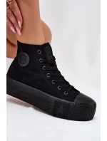 Dámské plátěné tenisky na platformě Big Star – černé Dámské plátěné tenisky na platformě Big Star – černé