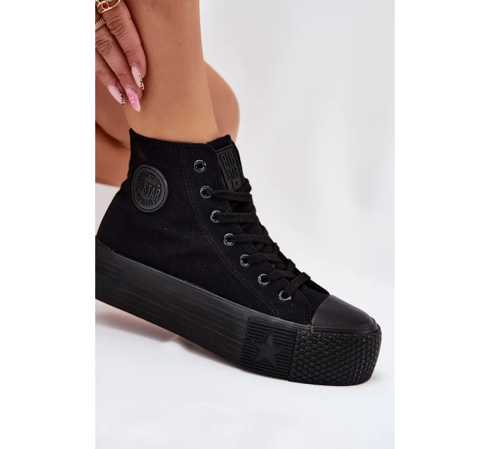 Dámské plátěné tenisky na platformě Big Star – černé Dámské plátěné tenisky na platformě Big Star – černé