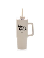 KÁVOHOLIK - béžový cestovní termohrnek s průhledným víčkem 900 ml KÁVOHOLIK - béžový cestovní termohrnek s průhledným víčkem 900 ml