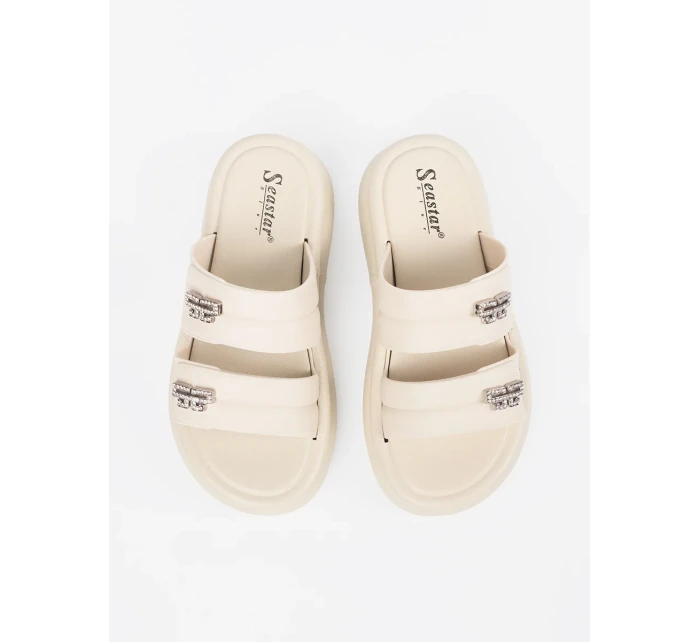 Jedinečné Jasnobeżowy dámské  nazouváky platforma