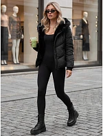 Dámská zimní prošívaná bunda s kožešinou, černá, FashionStreet TY5982 Dámská zimní prošívaná bunda s kožešinou, černá, FashionStreet TY5982