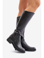 Zazoo 70140 Kožené dámské kozačky nad kolena zateplené černé