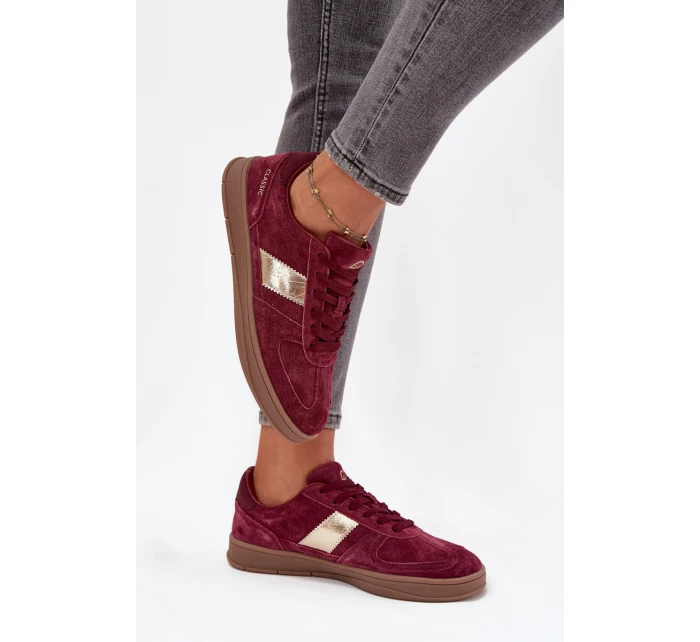 Semišové dámské tenisky model 21708290 bordó - VINCEZA