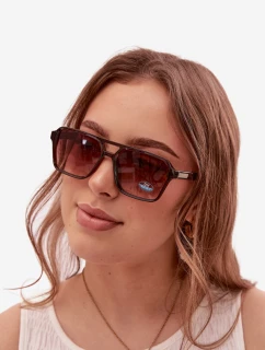 Dámské sluneční brýle se zlatým detailem hnědé