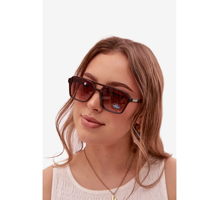 Dámské sluneční brýle se zlatým detailem hnědé