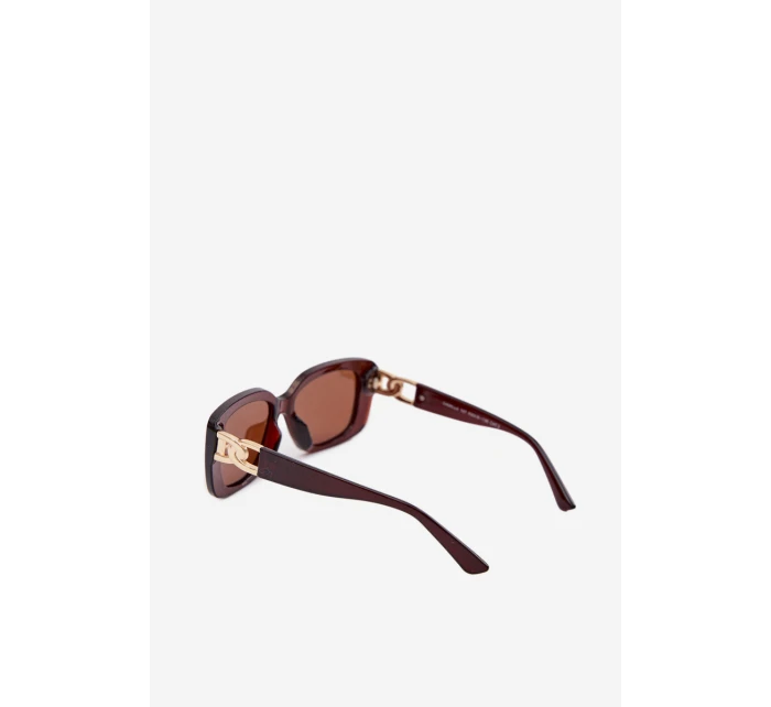 Dámské sluneční brýle s zlatým detailem Hnědé