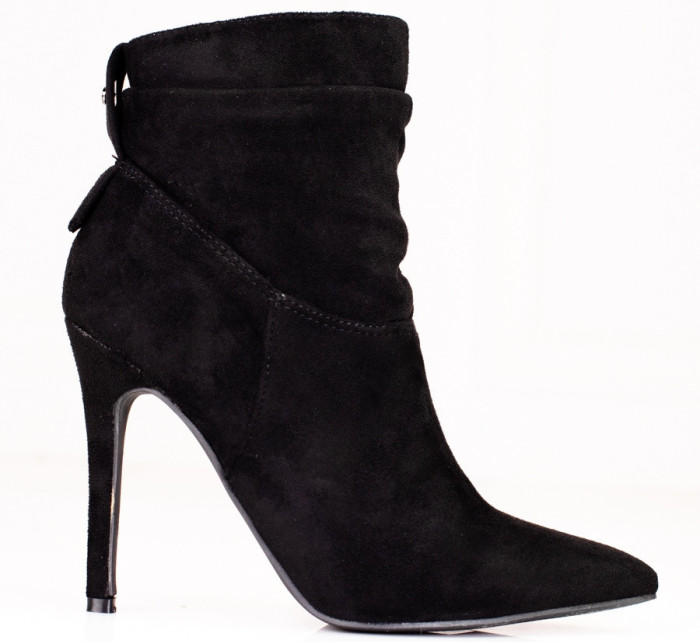 Trendy dámské  kotníčkové boty černé na jehlovém podpatku