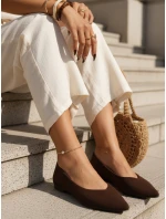 Baleriny damskie zamszowe z noskiem w szpic brązowe FashionStreet ZY1423