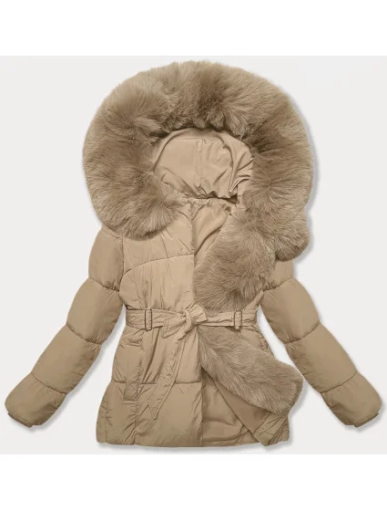 Béžová bunda pro přechodné období s páskem model 21248567 - J.STYLE Béžová bunda pro přechodné období s páskem model 21248567 - J.STYLE