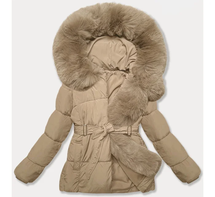 Béžová bunda pro přechodné období s páskem model 21248567 - J.STYLE Béžová bunda pro přechodné období s páskem model 21248567 - J.STYLE