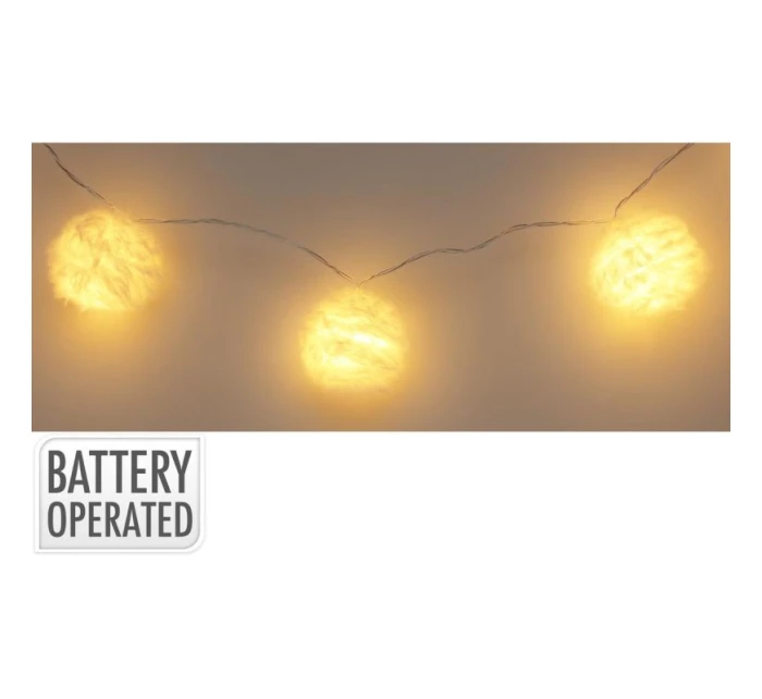 SVĚTLA GIRLANDY KOŽEŠINOVÉ KOULE NA BATERIE 50MM VEDL TEPLÁ BÍLÁ