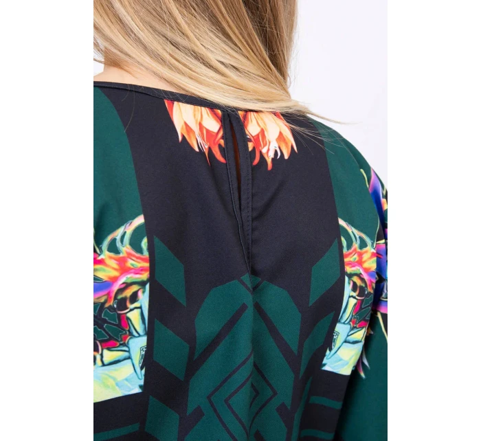 Netopýří šaty s vázáním v pase zelené