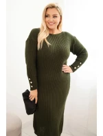 Dámská šaty Plus Size s oversize s kapsou khaki model 21393368 - K-Fashion