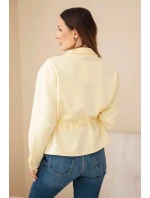 Dámská rozepínací mikina s model 21952019 a kapsami máslová žlutá - K-Fashion Dámská rozepínací mikina s model 21952019 a kapsami máslová žlutá - K-Fashion