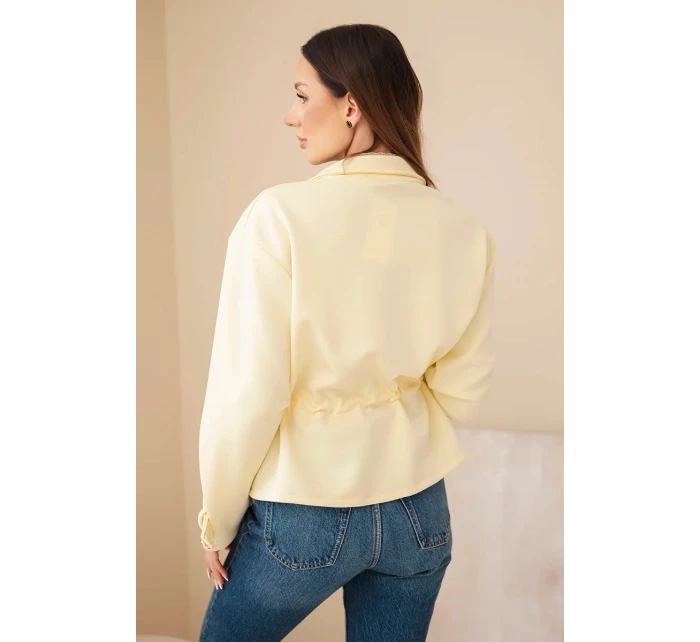 Dámská rozepínací mikina s model 21952019 a kapsami máslová žlutá - K-Fashion Dámská rozepínací mikina s model 21952019 a kapsami máslová žlutá - K-Fashion