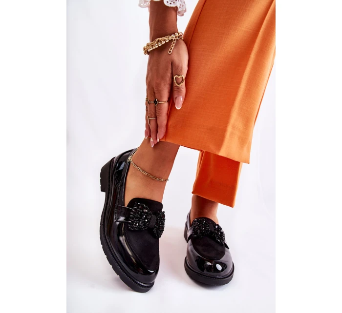 Dámské kalhoty lakované s mašlí Černý model 21593079 - S.Barski