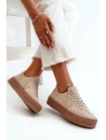 model 21665875 Dámské semišové tenisky na platformě béžové - Zazoo