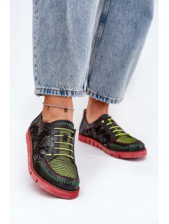 Kožené Polobotky Dámské Vzorované model 21691382 Černé - Maciejka