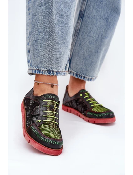 Kožené Polobotky Dámské Vzorované model 21691382 Černé - Maciejka