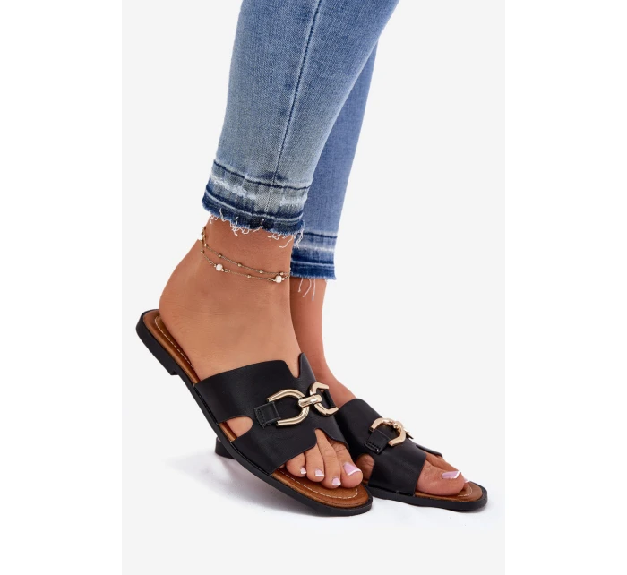 Dámské Ploché Pantofle S Dekorativním Detalem Černé model 21697805 - EVENTO Dámské Ploché Pantofle S Dekorativním Detalem Černé model 21697805 - EVENTO