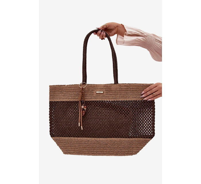 Velká Pletená Nákupní Taška s Přívěskem Hnědá Lucette