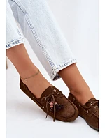 Dámské mokasíny s třásněmi a korálky Hnědé Teresa Dámské mokasíny s třásněmi a korálky Hnědé Teresa