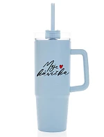 MOJE KÁVIČKA - světle modrý cestovní termohrnek s průhledným víčkem 900 ml