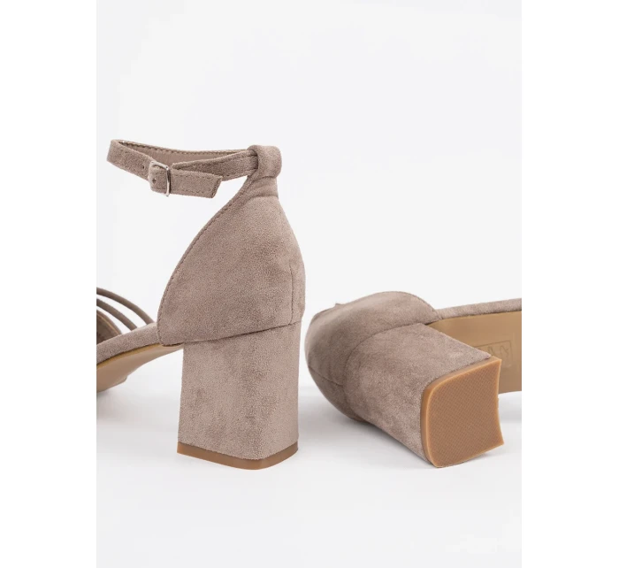 Luxusní dámské hnědé  lodičky na širokém podpatku