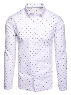 Pánská vzorovaná košile s dlouhým rukávem bílá FashionStreet DX2607
