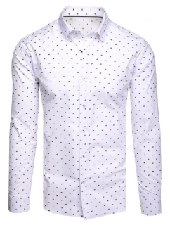 Pánská vzorovaná košile s dlouhým rukávem bílá FashionStreet DX2607