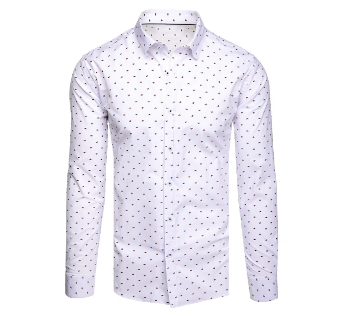 Pánská vzorovaná košile s dlouhým rukávem bílá FashionStreet DX2607