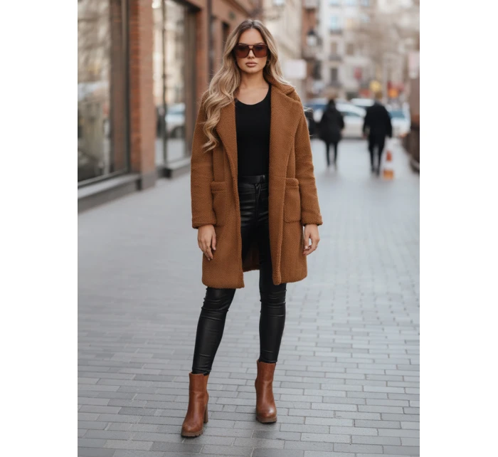 Dámský zimní kabát teddy fur brown FashionStreet NY0752z