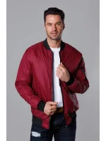 Pánská bunda typu "bomber" ve vínové bordó barvě s podšívkou model 18344994 - J.STYLE