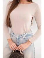 Dámská blůza z model 21937966 s kulatým výstřihem a dlouhým rukávem béžová - K-Fashion