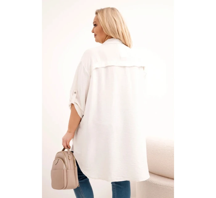 Dámská košile Plus Size z viskózy s delším zadním dílem béžová