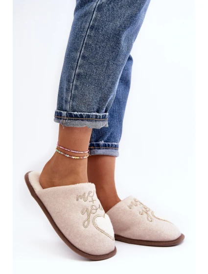 Dámské klasické pantofle s podšívkou v béžové barvě Mabira