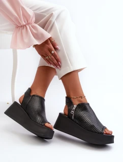 Kožené Sandály Na Černé model 21659898 - Zazoo