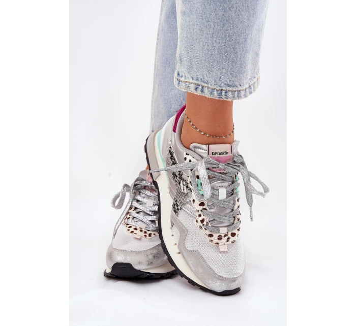 Semišové Sportovní Boty Tenisky Dámské D.Franklin Ztlumená Bílá DFSH387005 Semišové Sportovní Boty Tenisky Dámské D.Franklin Ztlumená Bílá DFSH387005