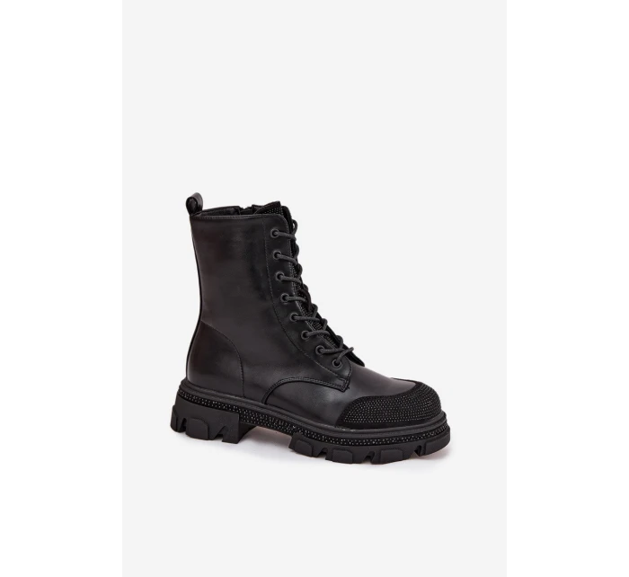 Dámské pracovní kotníky vyhřívané se zdobením S.Barski HY42-982 Černé