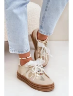 Dámské tenisky na platformě s ozdobami – béžovo-zlaté Vinness Dámské tenisky na platformě s ozdobami – béžovo-zlaté Vinness