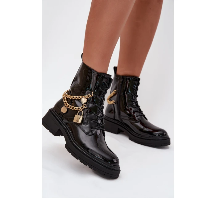 Dámské lakované workery Sarinae zateplené – černé Dámské lakované workery Sarinae zateplené – černé