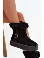 Dámské sněhule na platformě s přezkou a kožíškem Jesella – černé