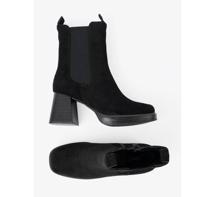 Jedinečné kotníčkové boty dámské černé na širokém podpatku Jedinečné kotníčkové boty dámské černé na širokém podpatku