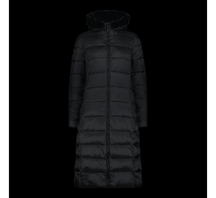 Dámský zimní dlouhý kabát CMP zateplená bunda s kapucí černá (34K0046F/U901)